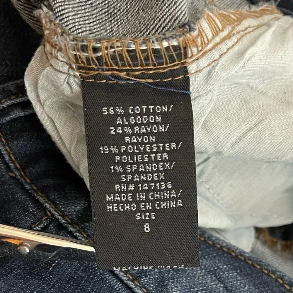 𝅺1822 Denim Stitch Fix Jeans Distressed Skinny Stretch Dark Wash 27 Inch Inseam - Picture 8 of 10